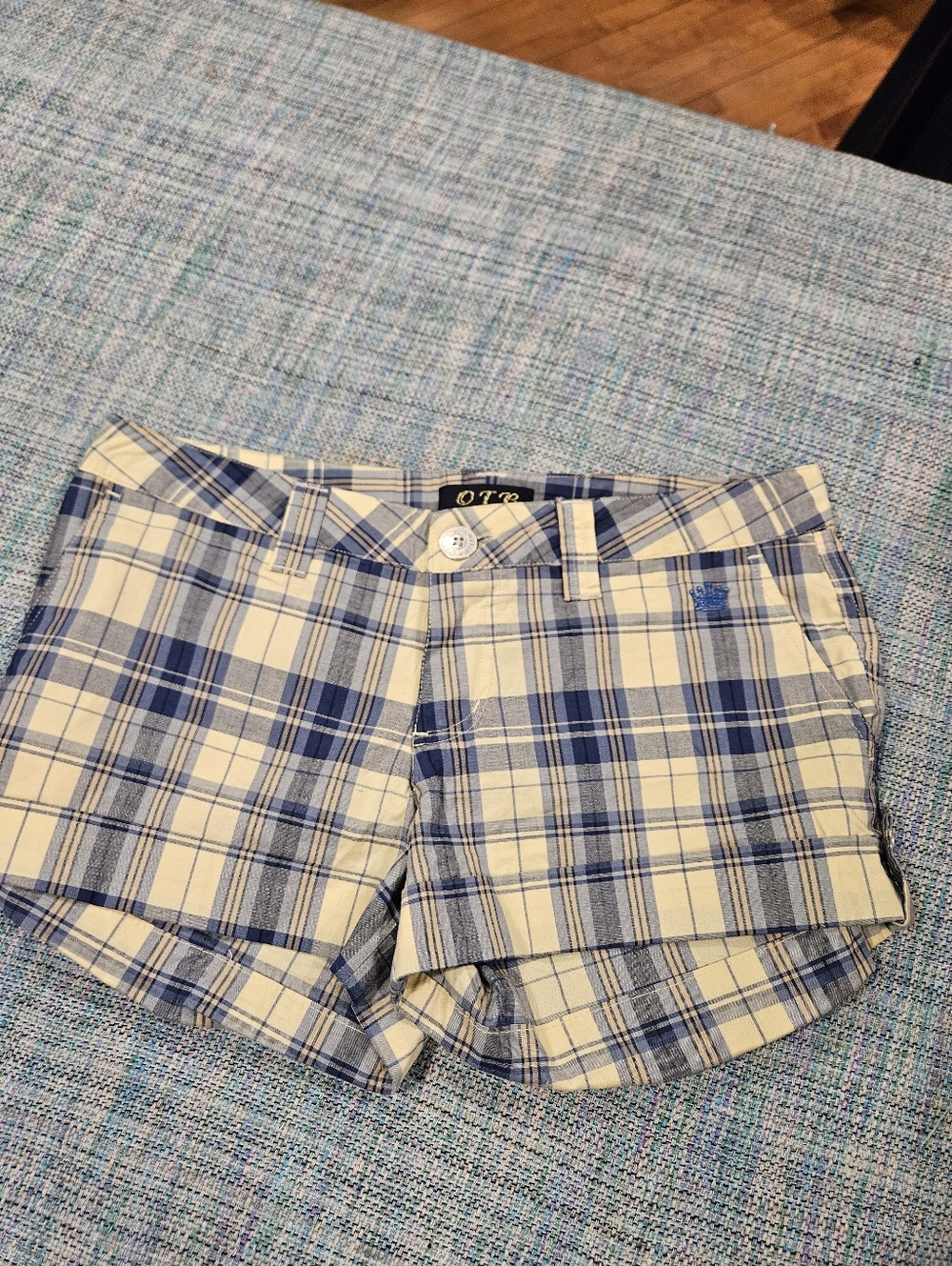 Y2K OTB Plaid Casual Shorts in Blue and Yellow